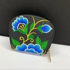 Mexican Embroidered Coin Wallet coin Pouch Floral
